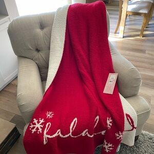 Cupcakes and Cashmere “FALALALALA” Throw Blanket Christmas Red White